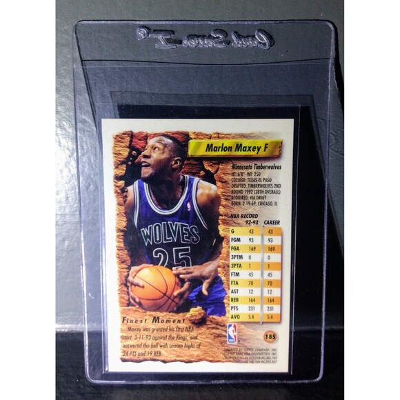 1993-94 Topps Finest Marlon Maxey #185 Basketball Card - Picture 2 of 2